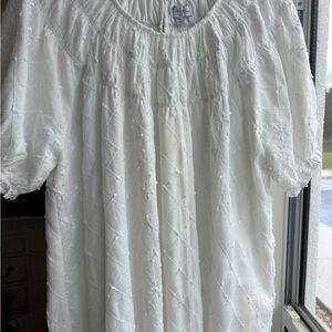 Polagram Elegant White Embroidered Blouse